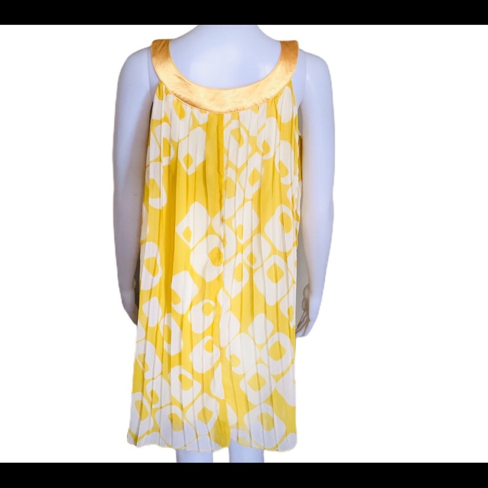 PINK MARTINI Mustard Yellow Swing Mini Dress Sheer Overlay Medium Boho - Picture 4 of 15